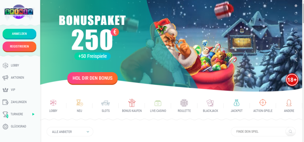 Spinia Casino Bonuscode