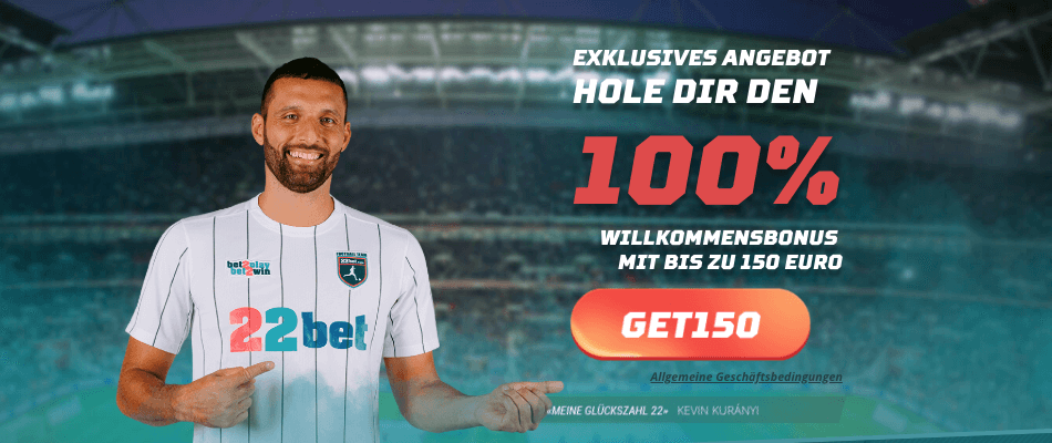 22bet Bonus – Bis zu 130 Euro exklusive Prämie sichern