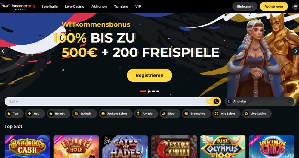 Boomerang Casino vergibt 50 Freispiele als wöchentlichen Reload Bonus