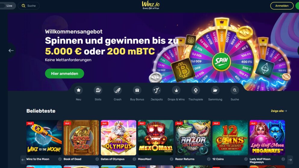 Glücksrad drehen bei Sonderaktion im Winz.io Casino